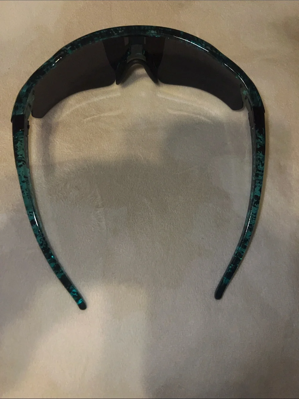 Sport Shield Sunglasses in Black with Green Marble Temples